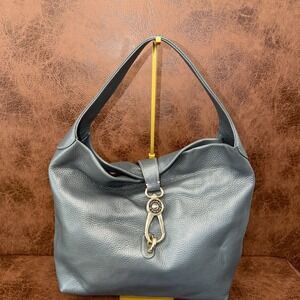 Dooney & Bourke Samba Logo Lock Sac Hobo Satchel Leather Bag Gray Excel